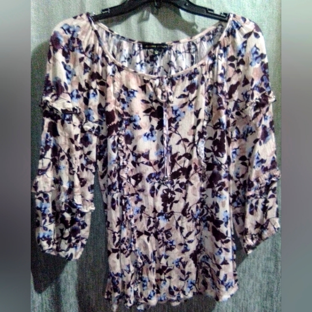Blue and Pink Floral Blouse